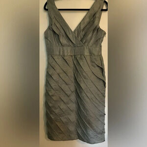 London Times‎ Womens Silver Layered Organza Tank Knee Length Size 12 Dress